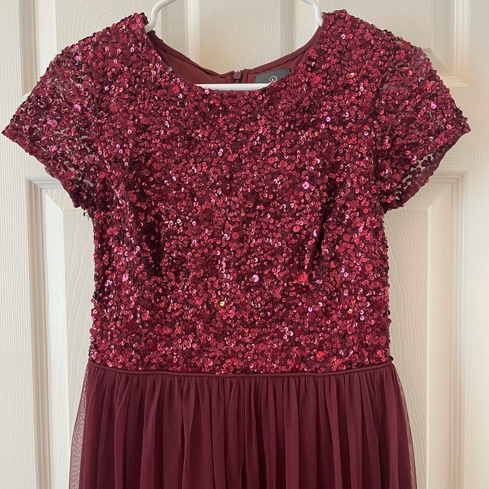 Adriana Papell Burgandy Sequence Dress/Gown